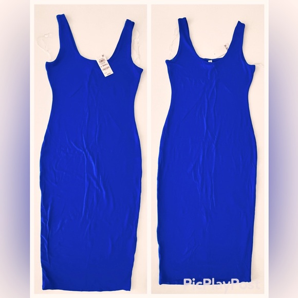 BAR III ROYAL COBALT BLUE MIDI very STRETCHY FULLY lined DRESS XS S NWT - Picture 3 of 8